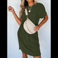 thumbnail image 4 of Vestido Mini Informal de Verano para Mujer, con Cuello Redondo, Corta y Canalé Verde M, 4 of 7