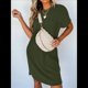 thumbnail image 4 of Vestido Mini Informal de Verano para Mujer, con Cuello Redondo, Corta y Canalé Verde XXL, 4 of 7