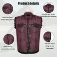 thumbnail image 4 of Mens Biker cut off Cotton Shirt Sleeveless Denim Shirt Cowboy Button Down Shirts with Front Pocket, 4 of 8