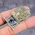 thumbnail image 3 of Natural Turtela Fossil, Topaz Gemstone 925 Sterling Silver Pendant 2.22", 3 of 4