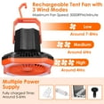 thumbnail image 6 of Portable Camping Lantern Fan TeqHome 10000mAh Battery Powered Fan USB Rechargeable Tent Fan with Remote 4 Light Modes 3 Wind Modes Power Bank, 6 of 8