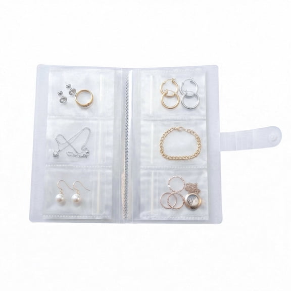 100 Pcs Clear Jewelry Storage Bags 84-Slot Jewelry Organizer Book, Travel Holder for Earrings, Ear Cuffs & More