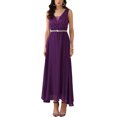 thumbnail image 1 of INSPIRAR CHIC Vestido de cóctel sin mangas con encaje y escote en V para mujeres invitadas de boda 2XL Púrpura, 1 of 6
