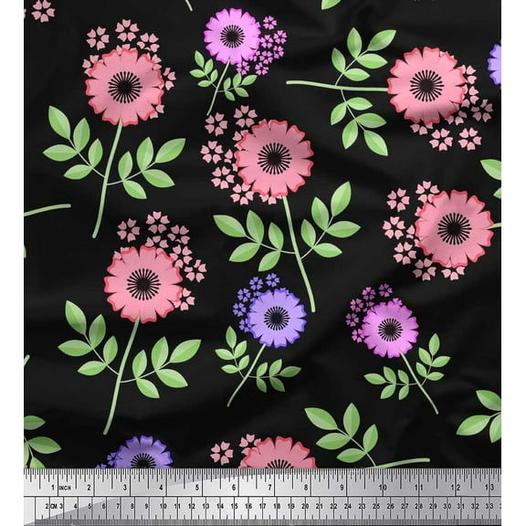 Soimoi Cotton Duck Fabric Leaves & Floral Artistic Decor Fabric Printed Yard 42 Inch Wide