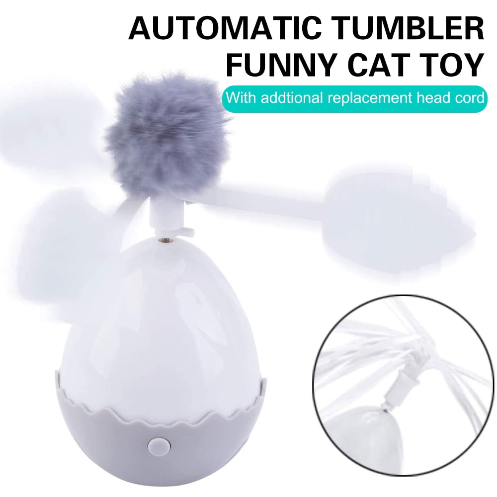 PENGXIANG Tumbler Cat Toy With Tassel And Fuzz Ball 360 ° Automatic Rotation Feather Tease Cat Stick Kitten Dangler Rod Interactive Toys For Pet