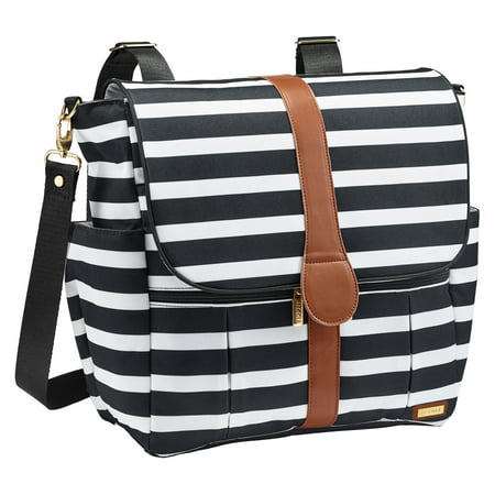 JJ Cole Backpack Diaper Bag Black & White Stripe