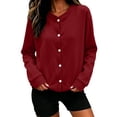 thumbnail image 3 of Bovxnpu Women's Pajama Tops Cardigan Button Long Sleeve Fleece Jacket Plus Sleepwear, 3 of 8