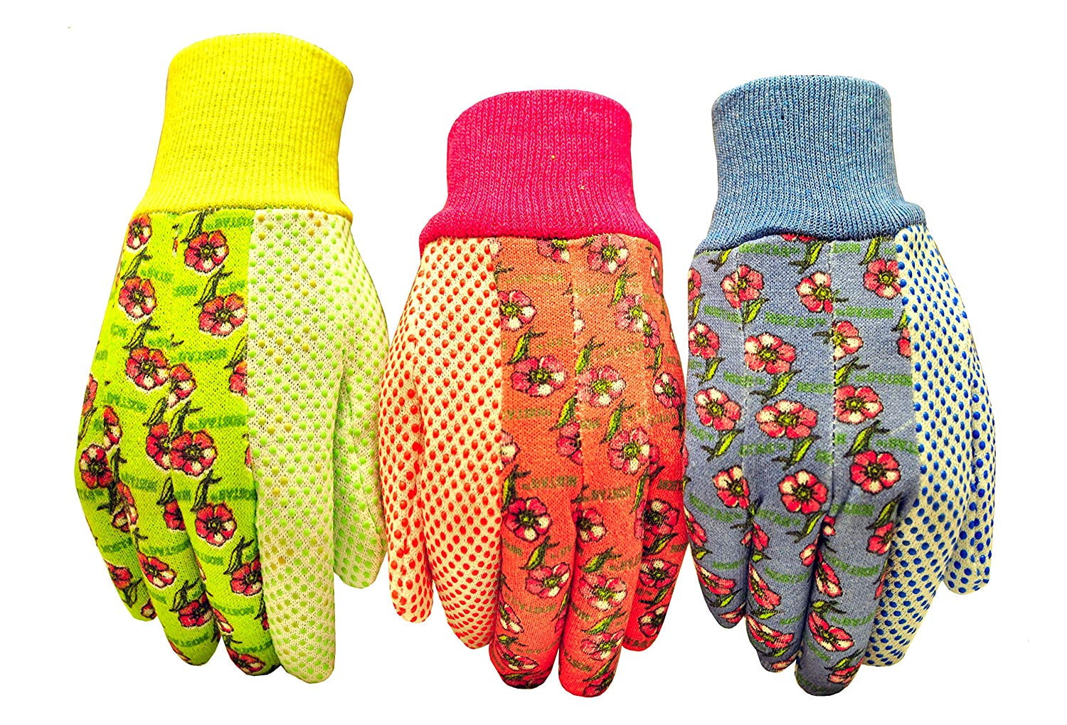 Ladies Canvas Gardening Gloves Lot Of 3 