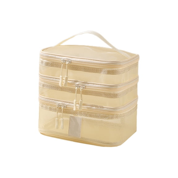 Mesh Zipper Bag with Handle, Mesh Pouch, Travel Toiletry Bag, Cosmetic Organizer Case, Portable Small Shower Caddy for Makeup, Skincare, Beauty Product, Office, Arts and Crafts