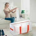 thumbnail image 4 of Heavy Duty Extra Large Moving Bags with Orange Handles, Waterproof Foldable Storage Totes, Clothing Storage Bags, Packing Moving Boxes for College Supplies & Seasonal Storage, Clear, 4 of 6