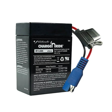 Schumacher Electric Charge ‘n Ride Rechargeable Replacement Battery for Ride-on Toys, Compatible with Kid Trax, 6V, 4.5 Amp Hours, TB1