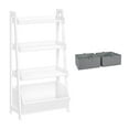 thumbnail image 1 of Kids 4-Tier 24in Ladder Shelf with Toy Organizer and 2pc Gray Bins, 1 of 8