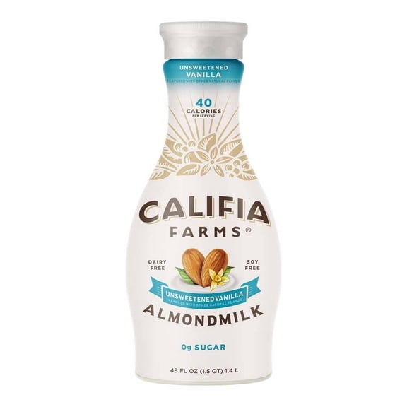 Bebida Califia Farms de almendra sabor vainilla cero azúcar 1.4 l
