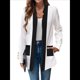 thumbnail image 2 of Chaqueta de Larga con Cuello de Muesca, Color y Negro, para Mujer, Básica, Otoño-Invierno. M, 2 of 9