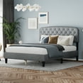 thumbnail image 2 of LegaHome Queen Bed Frame, Queen Size Linen Upholstered Platform Bed with Adjustable Button-Tufted Headboard, Wood Slat Support, Modern Platform Bed, Holds 400lbs, No Box Spring Needed, Light Gray, 2 of 10
