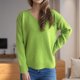 thumbnail image 5 of Suéter de cuello en V para mujer, moda Otoño Invierno, tejido, suelto, manga larga, blusa, cuello en V, suéter para mujer, 5 of 5
