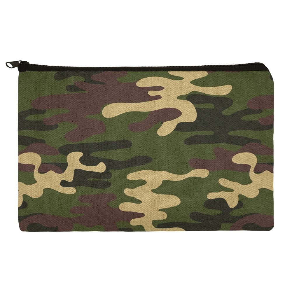 Green Camouflage Pencil Pen Organizer Zipper Pouch Case