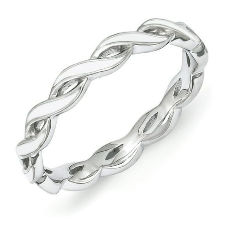 2mm Sterling Silver Stackable Expressions White Enamel Swirl Band