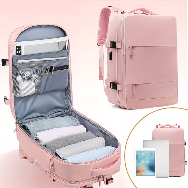 1 Pce Grand Sac à Dos de Voyage Sac à Dos de Randonnée, Sac à Dos de Sport Extérieur Imperméable, Sac d'Ordinateur Décontracté avec Port de Chargement USB, Sac de Voyage Extérieur