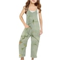 thumbnail image 1 of Odeerbi 5-14 Años Niñas Traje de Verano Floral Impresión Camisola Romper Casual Overalls Bib Pantalones Generales Con Bolsillos, 1 of 6