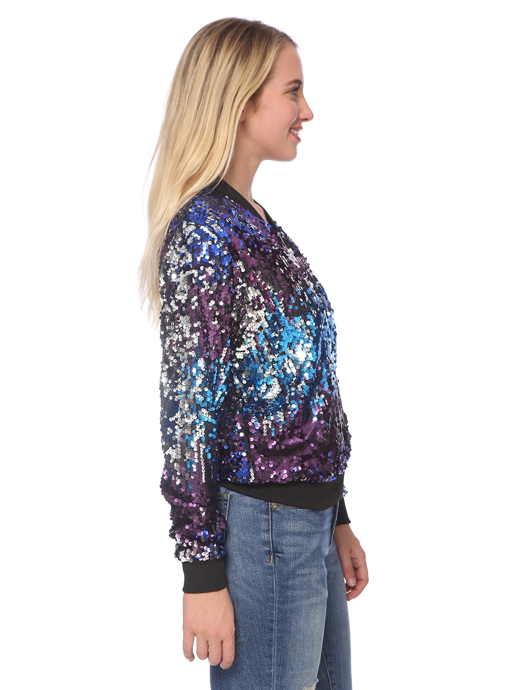 Cocoinsity Womens Lightweight Jacket Open Front Long Sleeves Party Sequins Coat Outwears