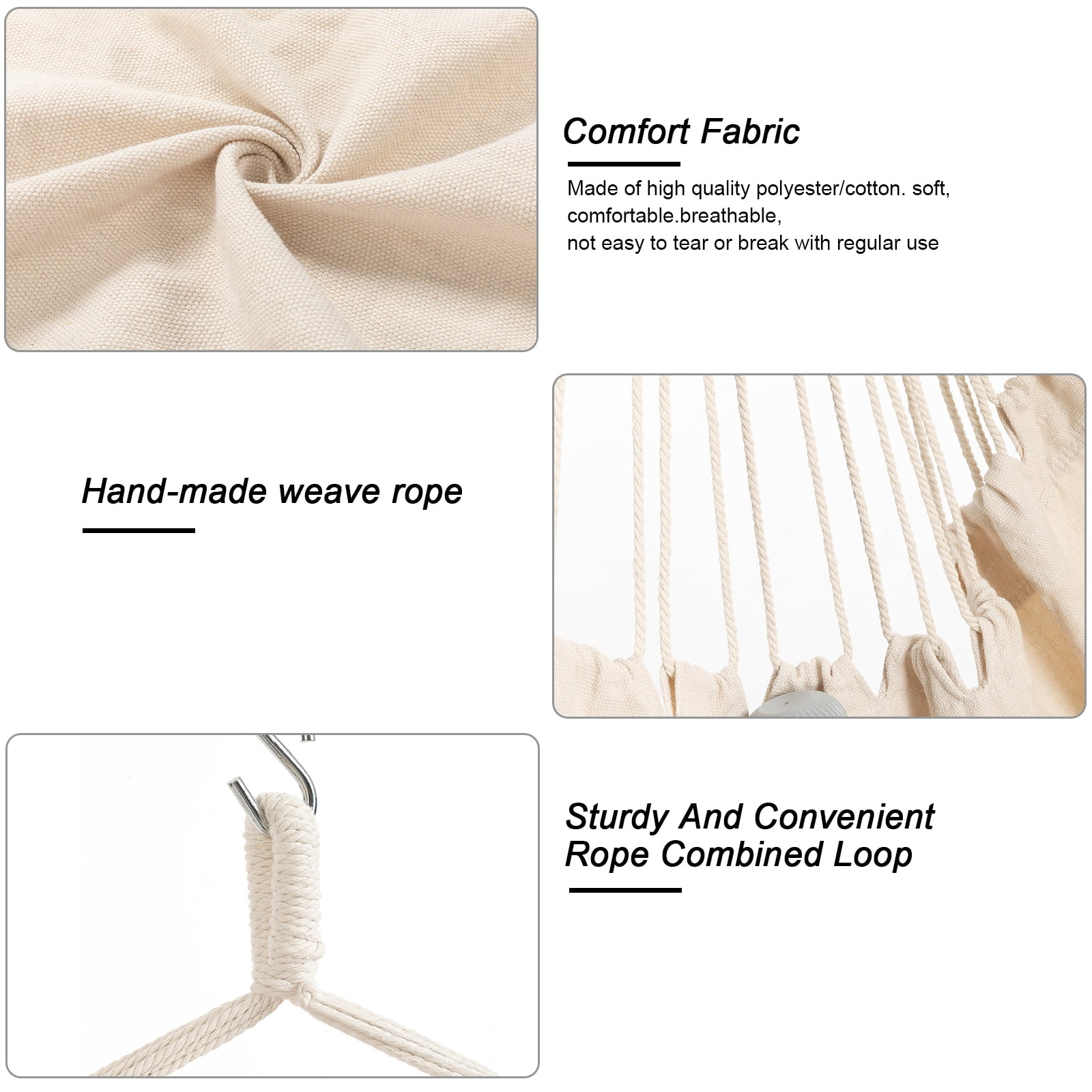 YAERSI Foldable Hammock Chair with Cushions, Beige