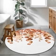 thumbnail image 4 of Burnt Orange Botanical Round Area Rug 4 FT, Non Slip Indoor Outdoor Rug, Eucalyptus Leaves Pastoral Floral Washable Soft Circular Carpet Non-Shedding Floor Mat for Coffee Table Nursery Foyer Balcony, 4 of 8
