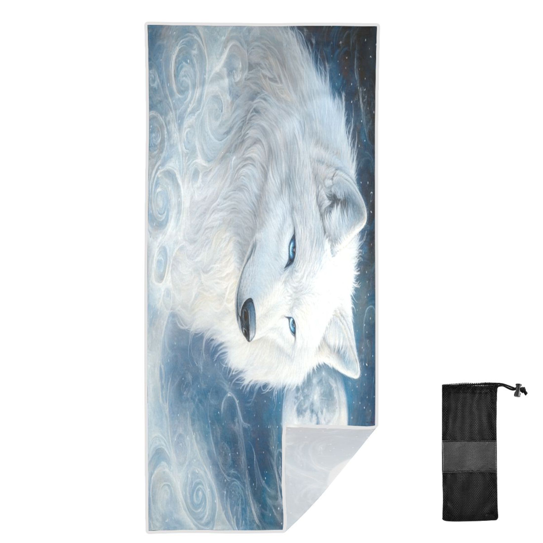 Qxltty Cool White Wolf Beach Towel Sand Free Bath Towel Absorbent Quick Dry Soft Lightweight Blanket for Travel Gym Camping 71x31in