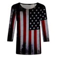 thumbnail image 5 of CHUANK Plus Hauts pour Femmes Chic Décontracté Col Rond Manches Courtes Chemises et Blouses pour Femmes T-Shirts à Imprimé Papillon du 4 Juillet pour Femmes Tunique Graphique Patriotique Tendance Haut d'Été Plage, 5 of 5