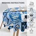 thumbnail image 6 of XMXT Waterproof Round Table Cloth, Blue Geometric Floral Tablecloth Polyester Table Cover for Home Kitchen Dining Party Room Decor, 60 inches, 6 of 8