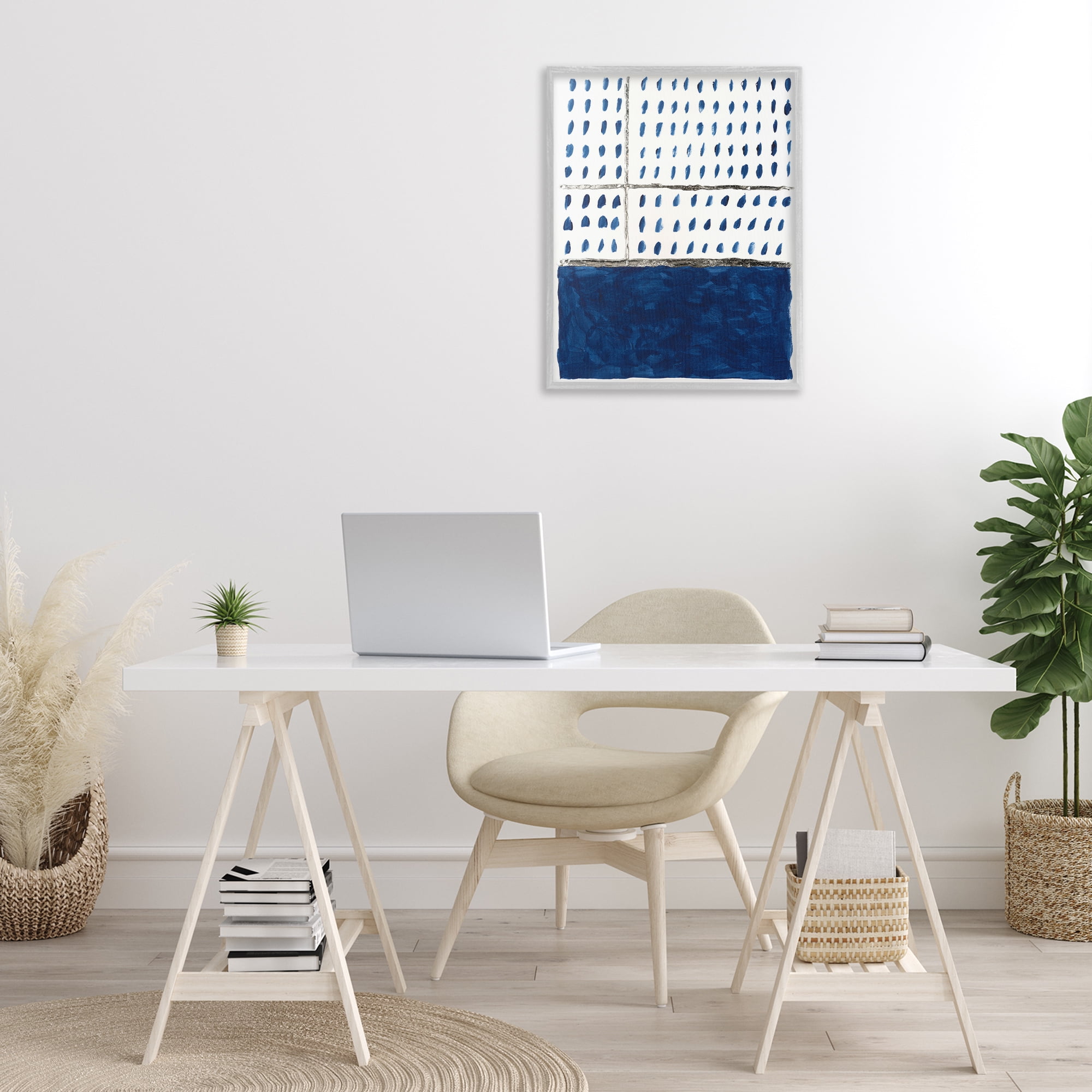 Stupell Industries Modern Dot Pattern Abstract Painting Gray Framed Art Print Wall Art, 24 x 30