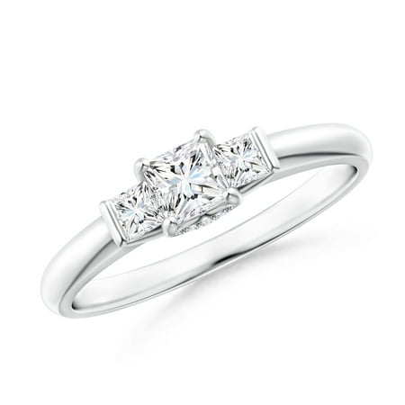 Platinum Princess Cut Diamond - April Birthstone - Classic 3 Stone Princess Cut Diamond Engagement Ring in Platinum (Weight: 0.26ctwt)