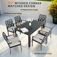thumbnail image 3 of Olurrisa 7PC Outdoor Patio Aluminum Furniture Set, Modern Dining Set with 6 Dining Chairs Sunbrella Fabric Cushioned, Rectangular Table with Umbrella Hole,Bourbon Brown, 3 of 9