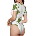 thumbnail image 3 of Daiia Cute Turtle print Women's Crew Neck Short Sleeve Bodysuit Fashion Tops Fit Casual Basic Extender Bodysuit-Small, 3 of 9