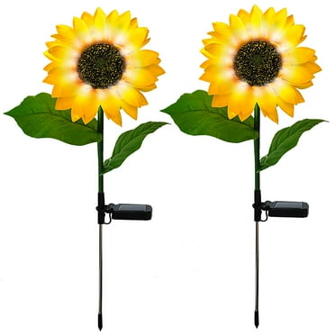 Solar Lights Outdoor Waterproof Led Lights Artificial Flowers Landscape Lights for Patio Party Decorations Yard Garden Décor (Sunflower)