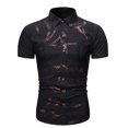 thumbnail image 1 of Camisa de manga corta con estampado floral de ajuste delgado para negocios con botones informales para hombres Pompotops oipoqjl47789, 1 of 4