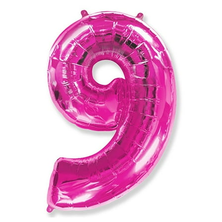 42 inch Number 9 - Fuchsia Foil Mylar Balloon - Party Supplies Decorations