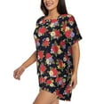 thumbnail image 2 of Lsque Red Rose Flower Women's Short-Sleeved Pajama Set - 2 Piece Soft and Lightweight Sleepwear Set-Large, 2 of 9