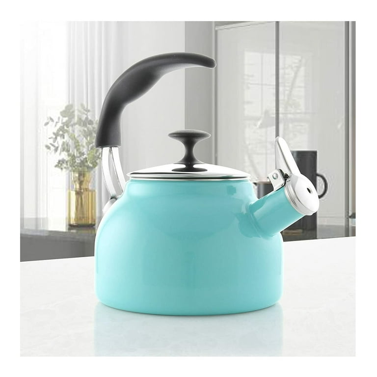 Chantal Ceylon Enamel-on-steel Whistling Tea Kettle (1.6-quart, Aqua) :  Target