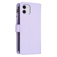 thumbnail image 3 of Zipper Wallet Case for iPhone 11, for Women & Men Flip Purse Cover with Credit Card Slots Wrist Hand Strap Kickstand, PU Leather Magnetic Clasp TPU Shockproof Phone Case, Purple, 3 of 9