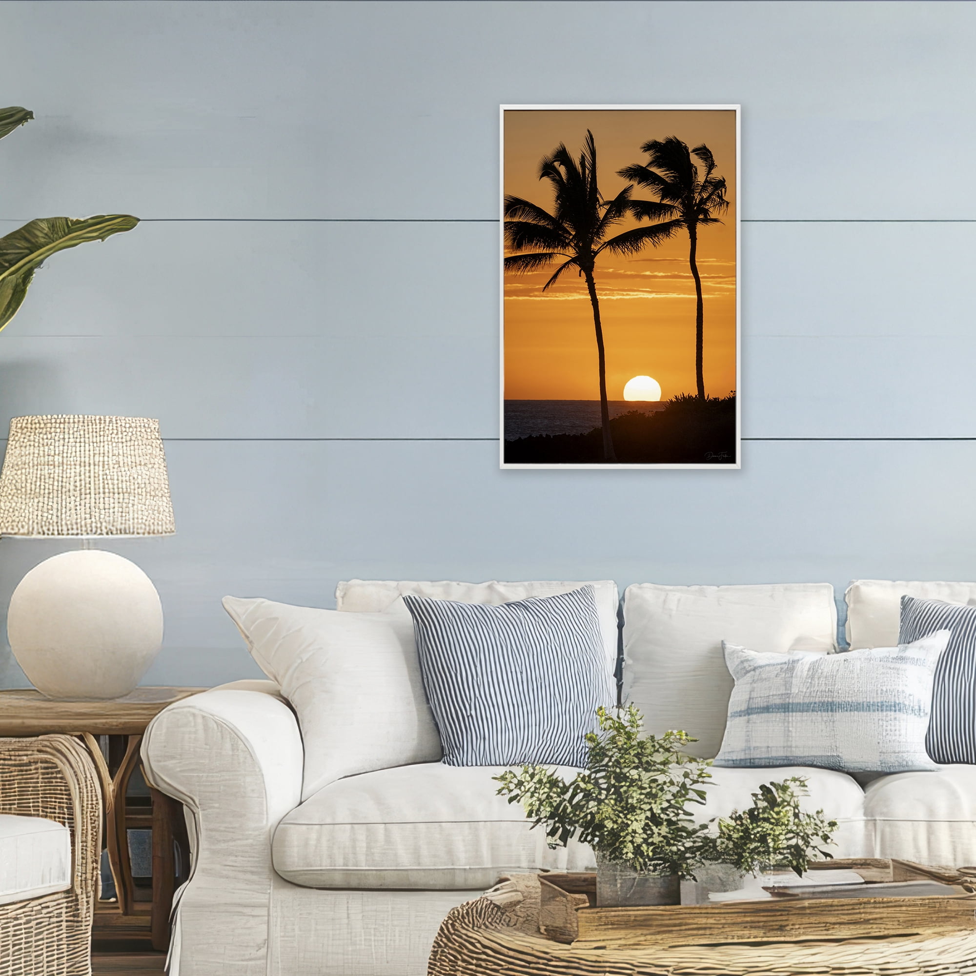Stupell Industries Sunset Through Palm Trees White Framed Giclee Art, design by Dennis Frates