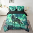 thumbnail image 2 of Wolf Comforter Set Twin Size,Aurora Natural Dreamy Bedding Set Teens,Wildlife Animal Print(Comforter+Fitted+Flat Sheet+2 Pillowcases+2 Throw Pillow Covers)7 Pieces Bed Set, 2 of 5
