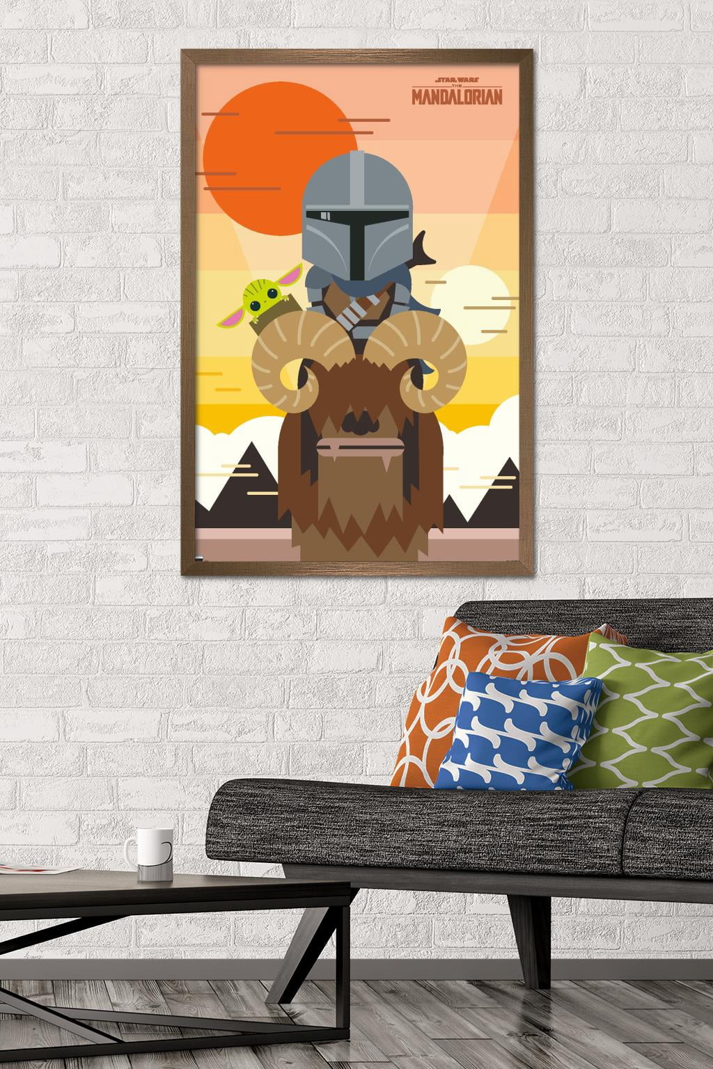 Star Wars: The Mandalorian - Geo Pop Sunset Wall Poster, 22.375" x 34", Framed