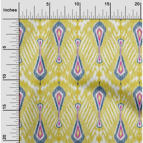 oneOone Organic Cotton Poplin Twill Fabric Big Motif Ikat Fabric Prints By Yard 42 Inch Wide
