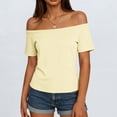thumbnail image 2 of fatyb Womens off the Shoulder Tops Casual Short Sleeve Tee Shirts Summer Elegant Tshirts for Going Out, 2 of 6