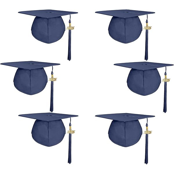 wonima02 6pcs Graduation Caps Unisex Adult Matte Caps with Tassels in Same Color Detachable Golden Year Charm 2025 2026