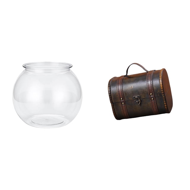 Acuario de escritorio,Pecera pequeña transparente,pecera,jarrón,mesa,Tanque de peces Contenedor de acuario transparente Hogar,Estuche organizador de joyas,Organizador de joyas de madera para