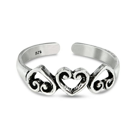AeraVida Boho Promise Heart Valentine Love .925 Silver Toe or Pinky Ring Beach Bohemian Inspired Jewelry Gift for Women Anniversary