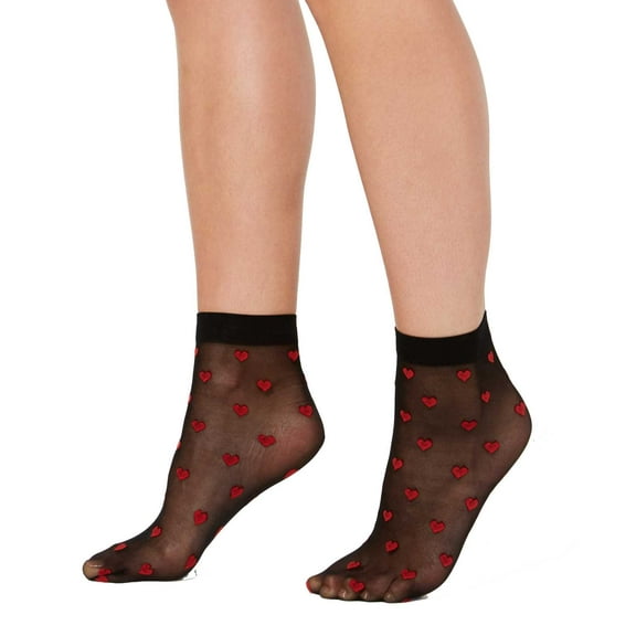 INC International Concepts 1 Pair Sheer Heart Anklet Socks,One Size