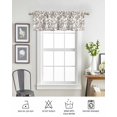 thumbnail image 6 of Brown Flower Curtain Valance for Windows/Living Room/Kitchen/Bathroom/Café, Short Rod Pocket Tier Curtain Window Treatment Panel Vintage Farmhouse Boho Leaf Spring Plant Topper Curtain 60''x18'', 6 of 6